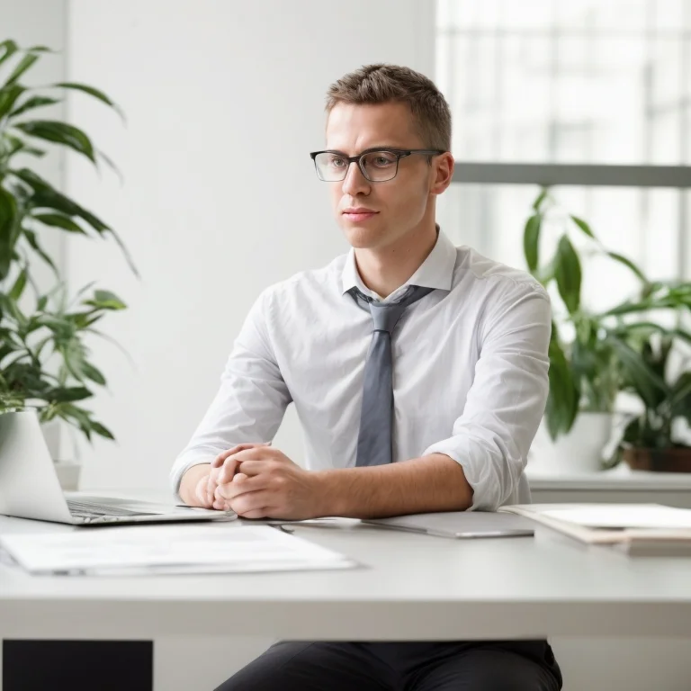 Ejecutivo meditando en oficina moderna